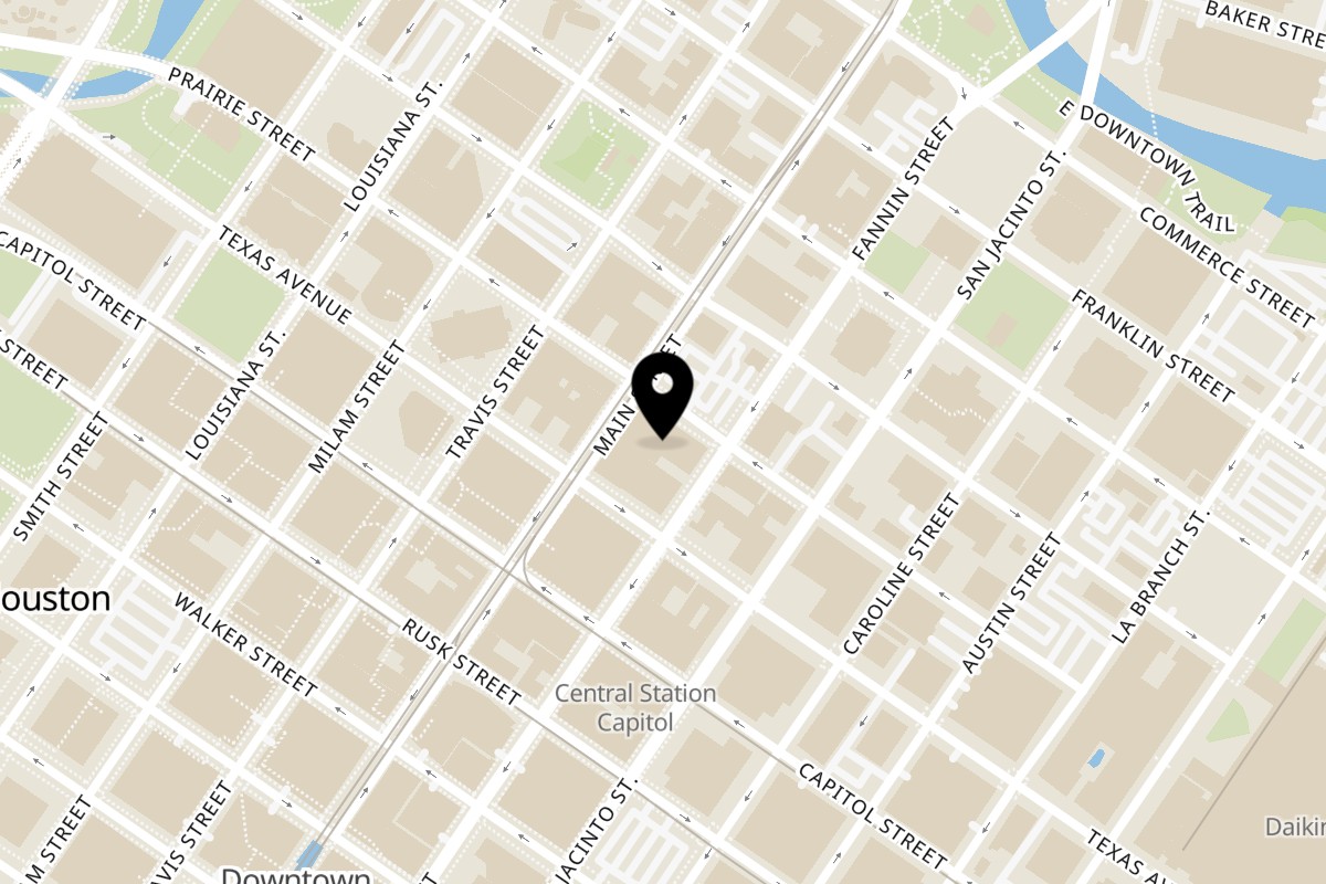 Map showing the location of SideChick HTX on 1010 Prairie St in Houston
